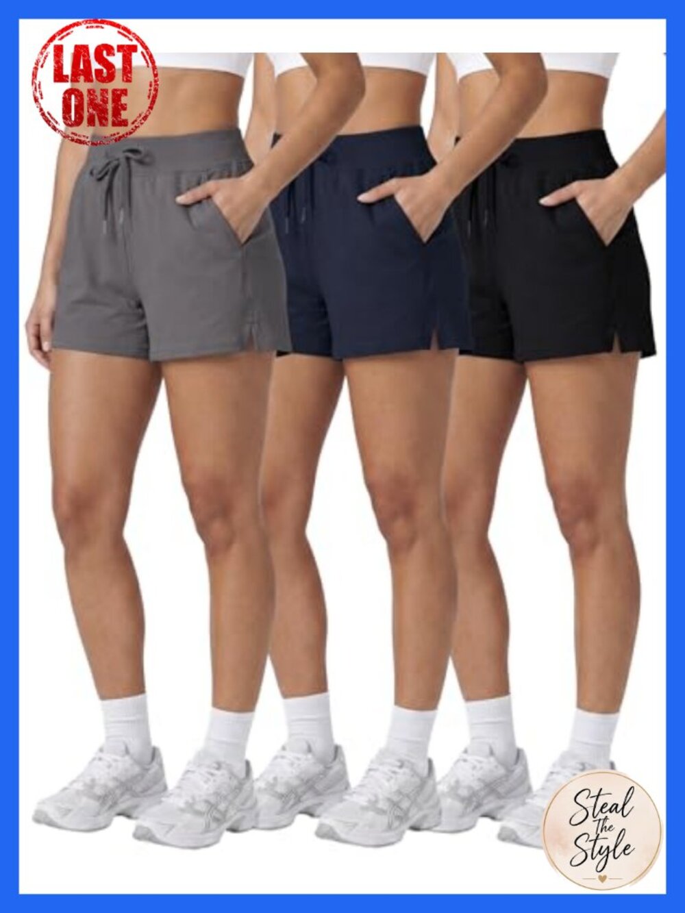 3 Pack Athletic Shorts Women Drawstring Pockets Quick Dry